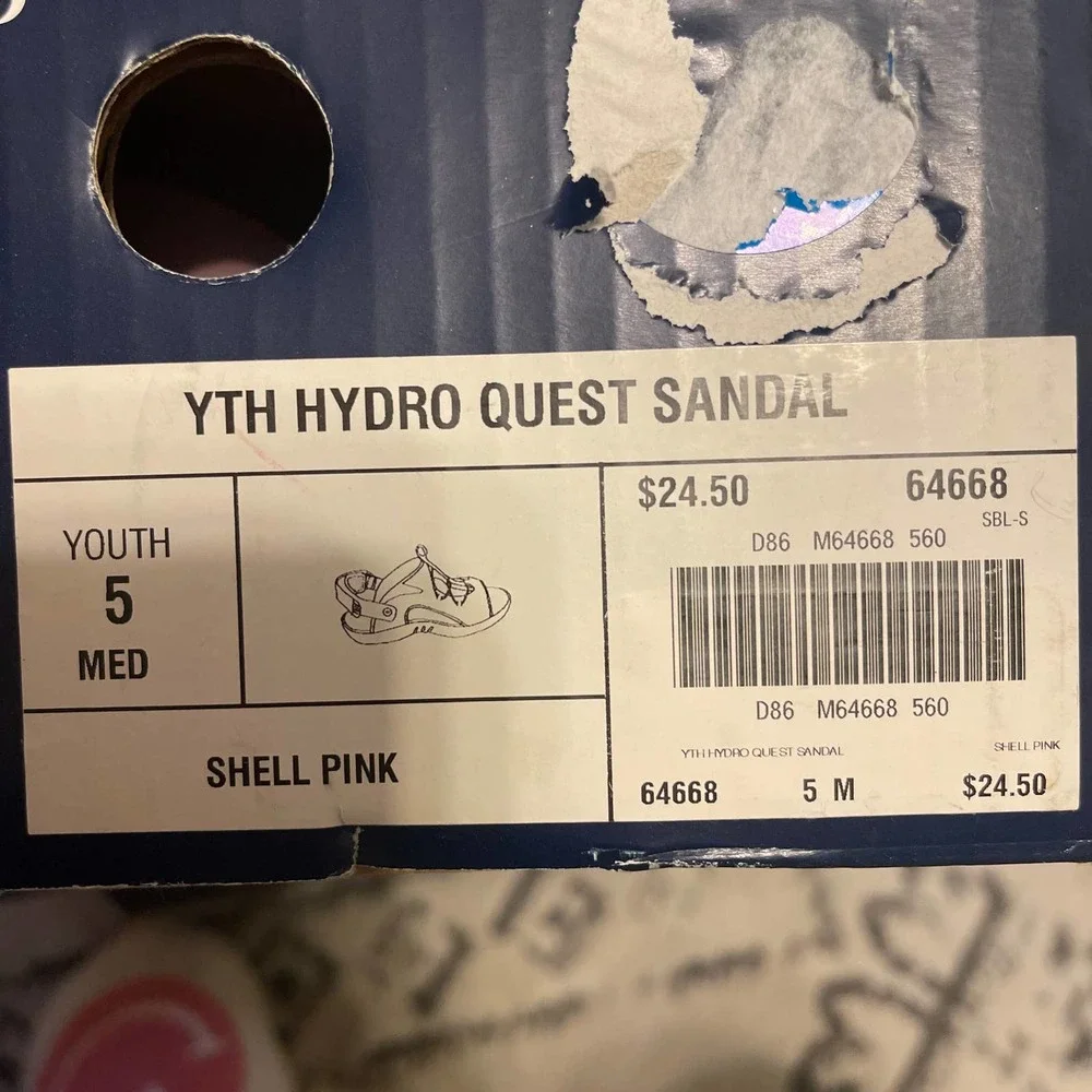 Lands' End Girls Pink Hydro Quest Sport Sandals Size 5 NEW WITH BOX